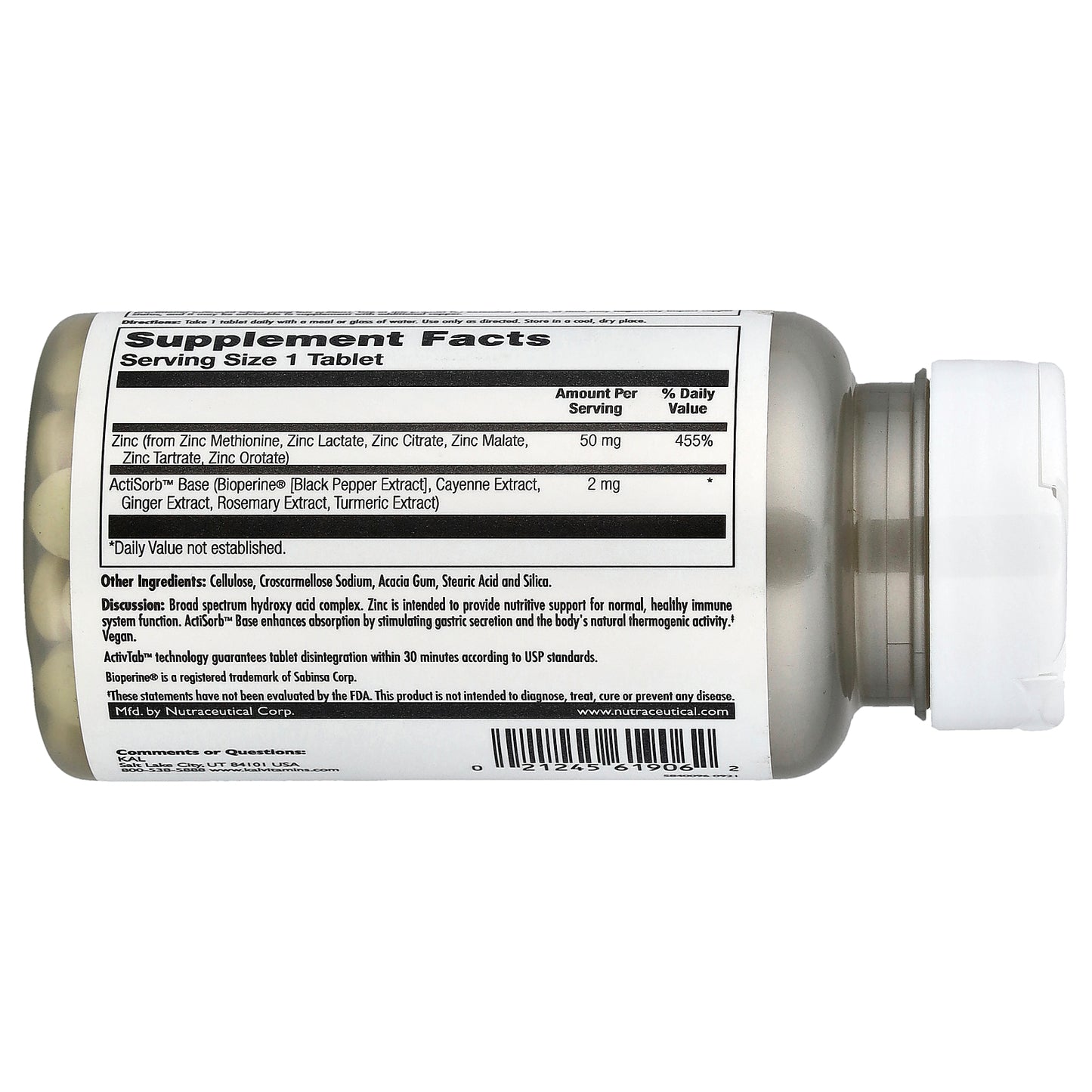 KAL, Zinc 50, 60 Tablets