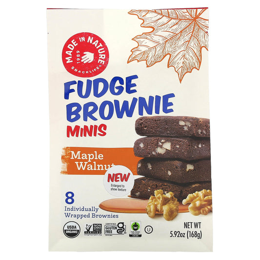 Made in Nature, Fudge Brownie Minis, Maple Walnut, 8 Brownies, 5.92 oz (168 g)