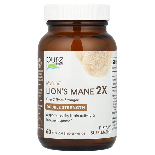 Pure Essence, MyPure™, Lion's Mane 2X, 500 mg, 60 Vegi-Caps