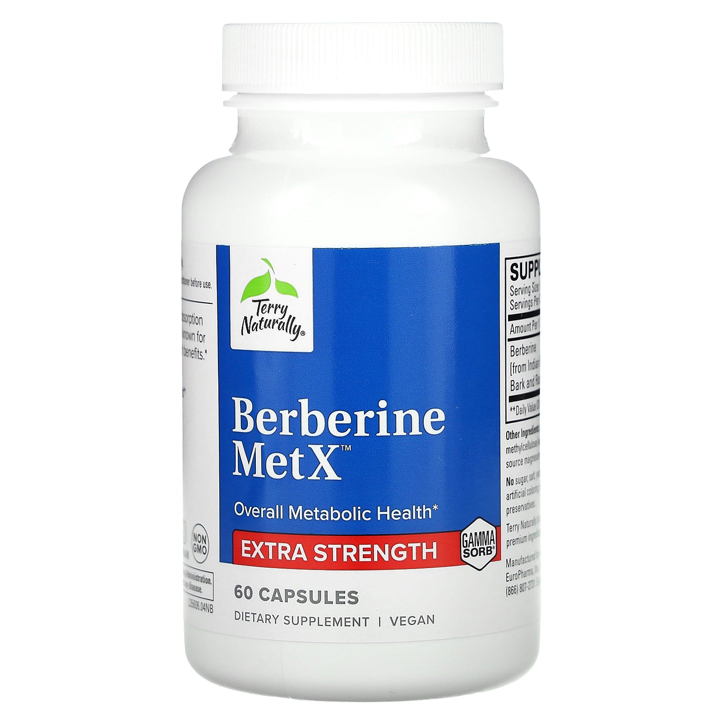 Terry Naturally, Berberine MetX, Extra Strength, 250 mg, 60 Capsules