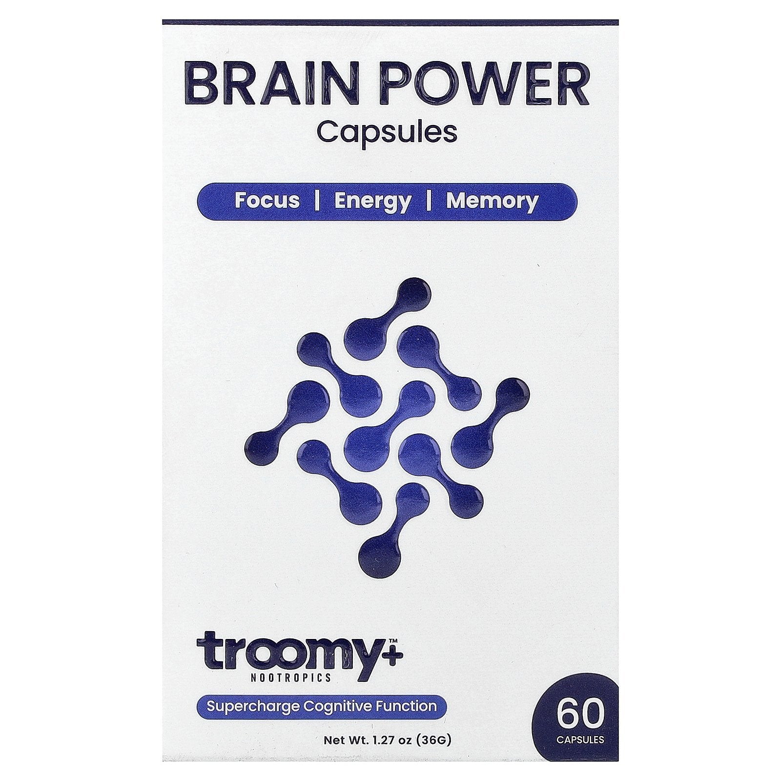 Troomy Nootropics, Brain Power, 60 Capsules