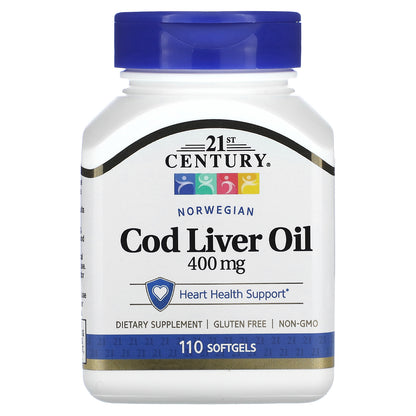 21st Century, Norwegian Cod Liver Oil, 400 mg, 110 Softgels