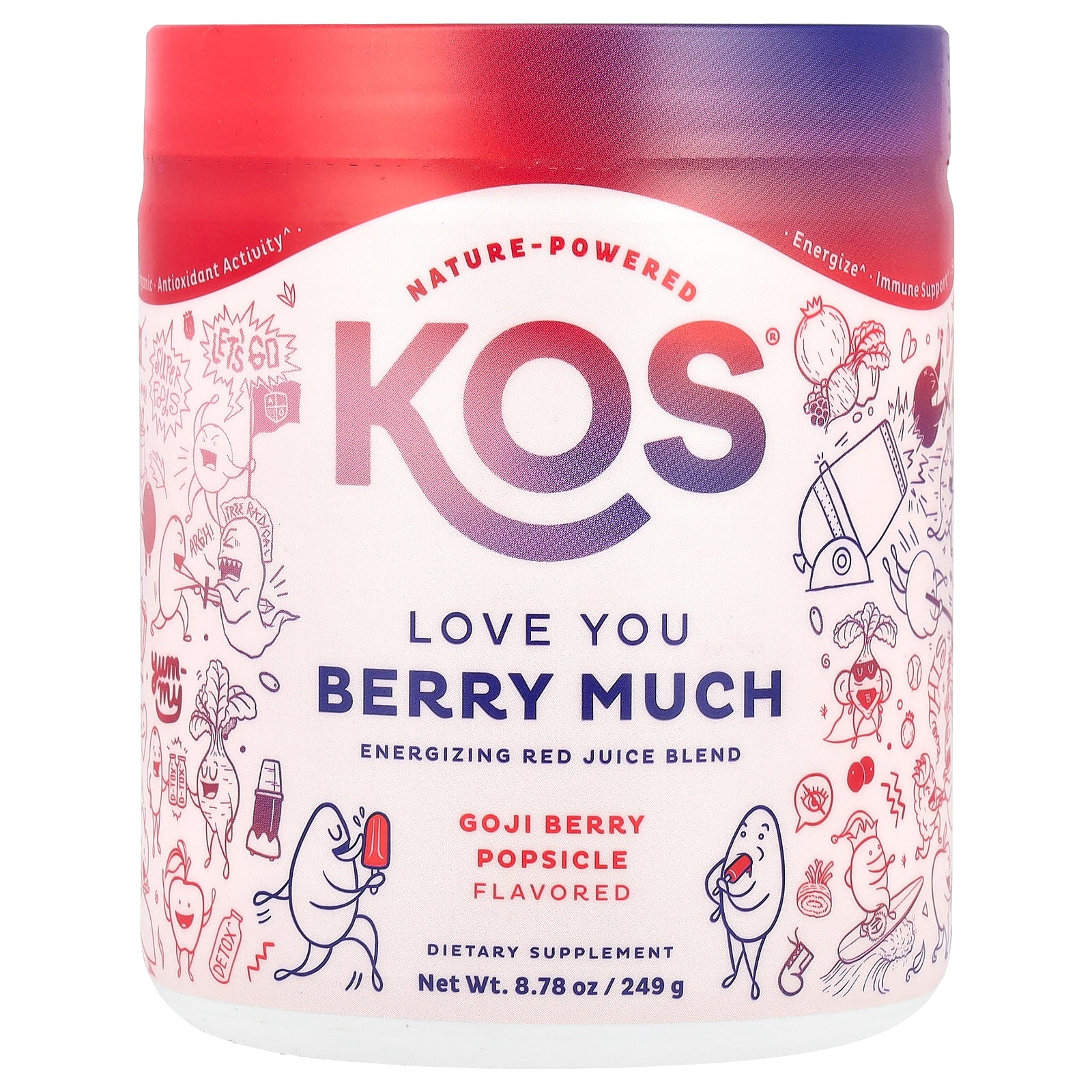 KOS, Love You Berry Much, Energizing Red Juice Blend, Goji Berry Popsicle, 8.78 oz (249 g)