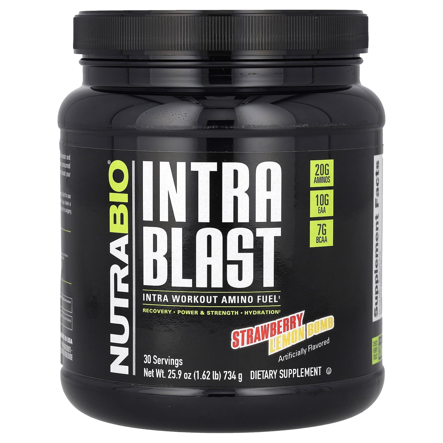 NutraBio, Intra Blast, Intra Workout Amino Fuel, Strawberry Lemon Bomb, 1.62 lb (734 g)