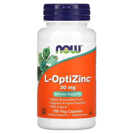 NOW Foods, L-OptiZinc, 30 mg, 100 Veg Capsules