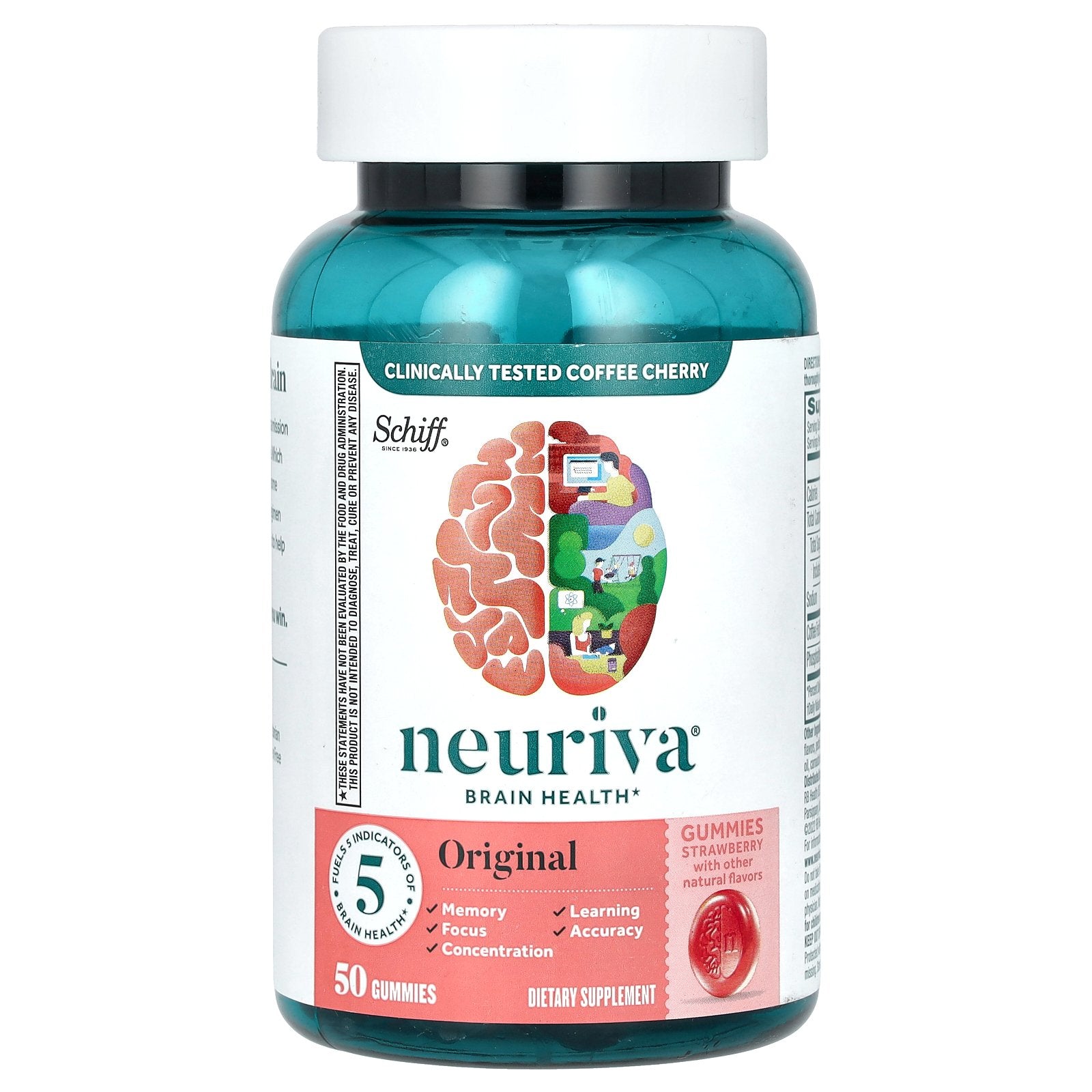 Schiff, Neuriva Brain Health Gummies, Original, Strawberry, 50 Gummies