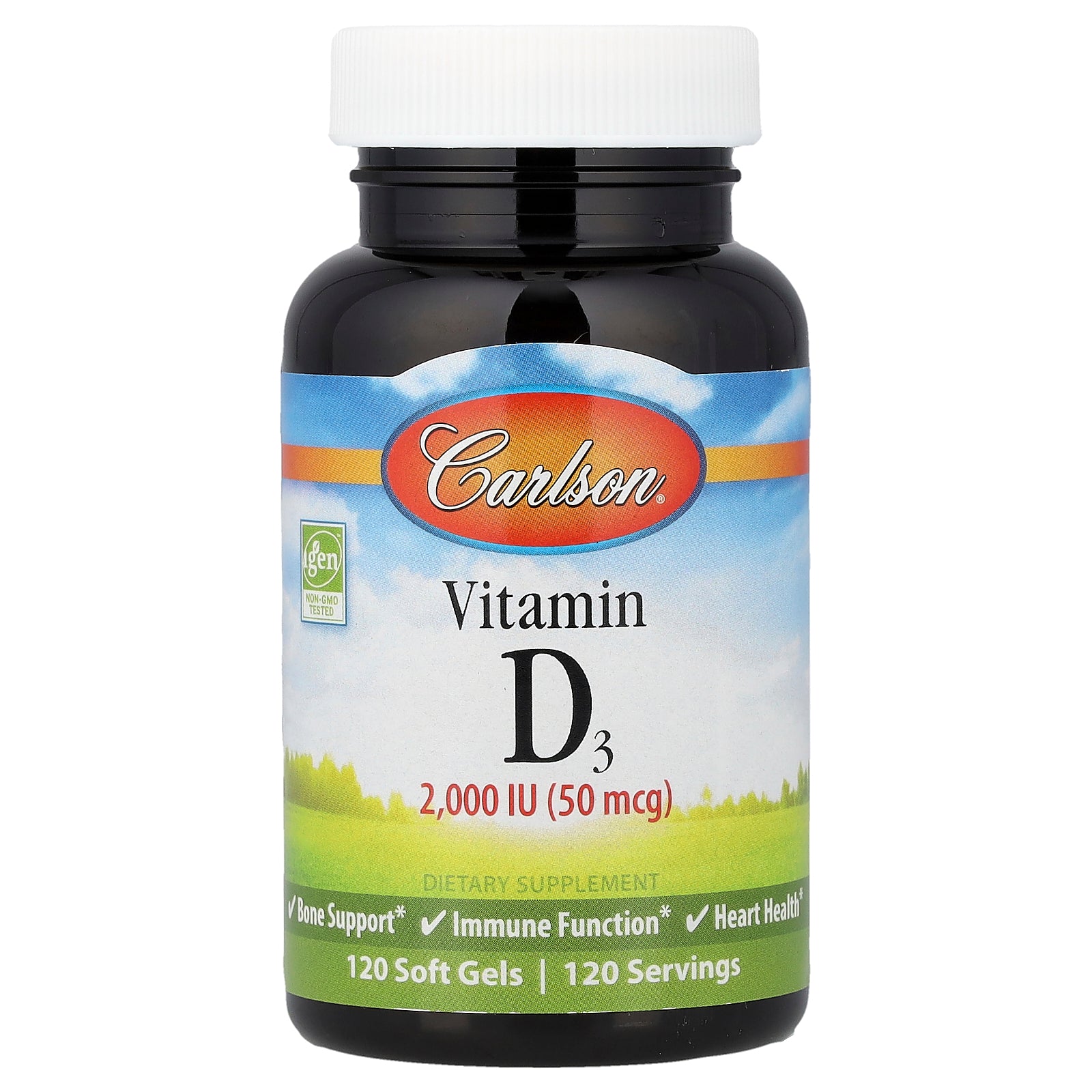 Carlson, Vitamin D3, 50 mcg (2,000 IU), 120 Soft Gels
