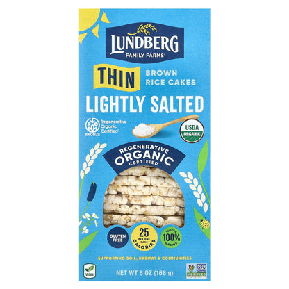 Lundberg, Organic Thin Brown Rice Cakes, Lightly Salted, 6 oz (168 g)