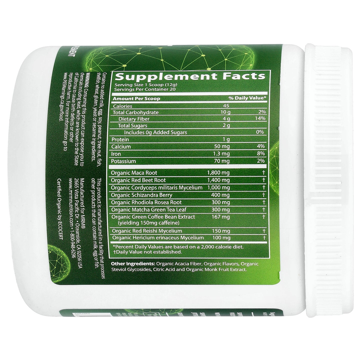 MRM Nutrition, Organic Pre-Workout, Black Cherry, 8.5 oz (240 g)