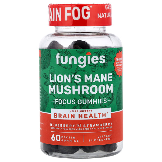 Fungies, Lion's Mane Mushroom Gummies, Blueberry and Strawberry, 60 Pectin Gummies