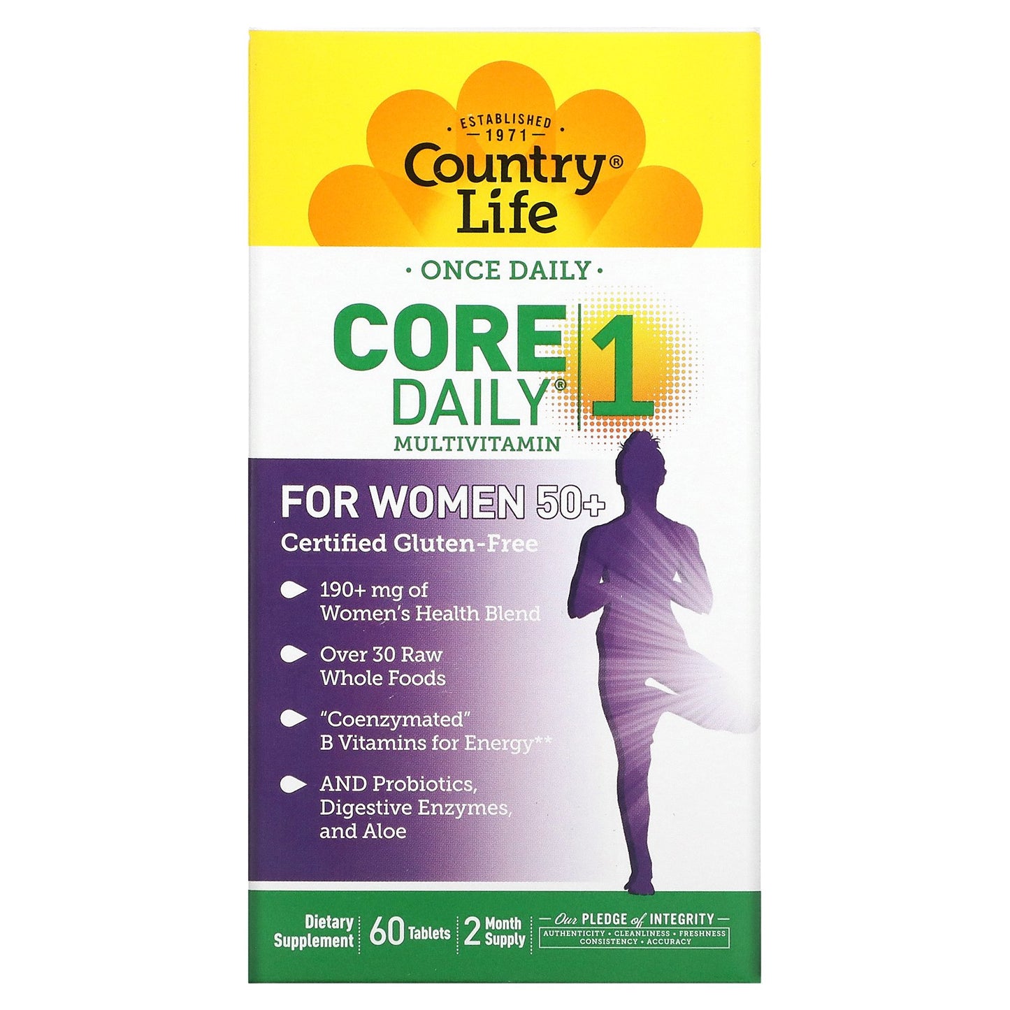 Country Life, Core Daily-1 Multivitamin for Women 50+, 60 Tablets