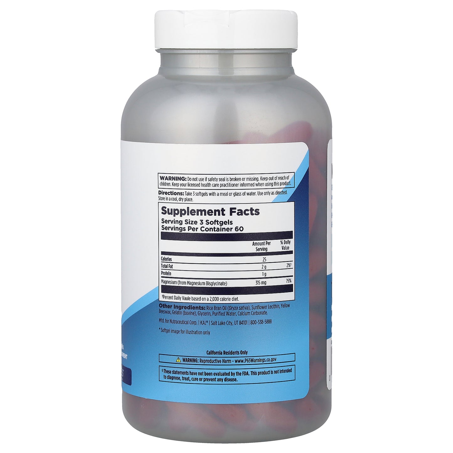 KAL, Magnesium Glycinate, 180 Softgels (105 mg per Softgel)