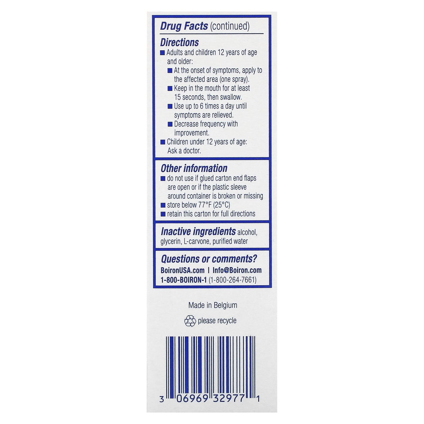 Boiron, ThroatCalm® Spray, 12+ Years, Herbal Mint, 0.68 fl oz (20 ml)