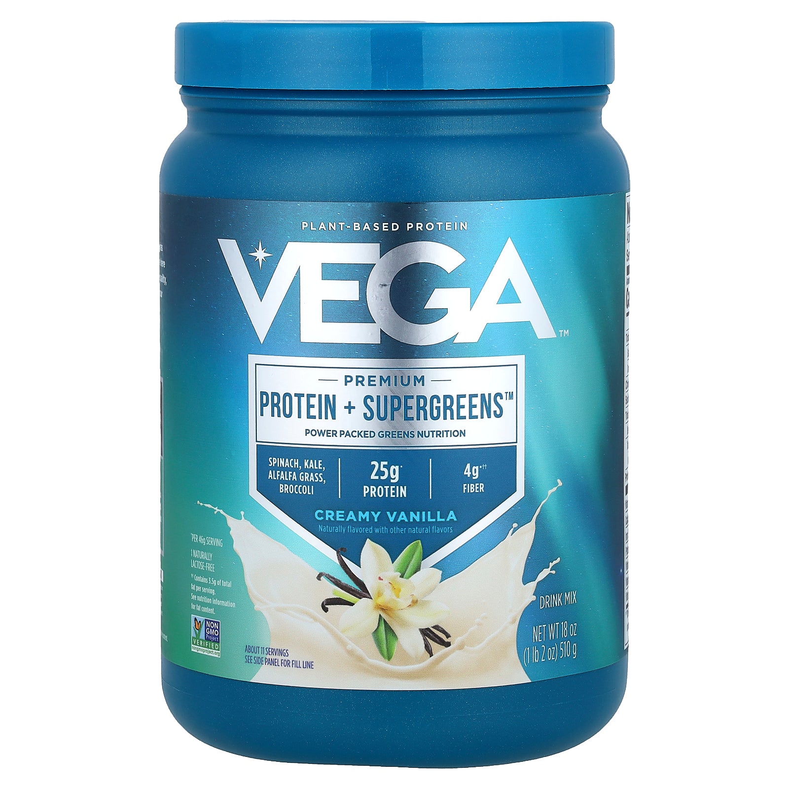 Vega, Premium, Protein + Supergreens™, Creamy Vanilla, 1 lb 2 oz (510 g)