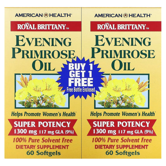 American Health, Royal Brittany, Evening Primrose Oil, 1,300 mg, 2 Bottles, 60 Softgels Each