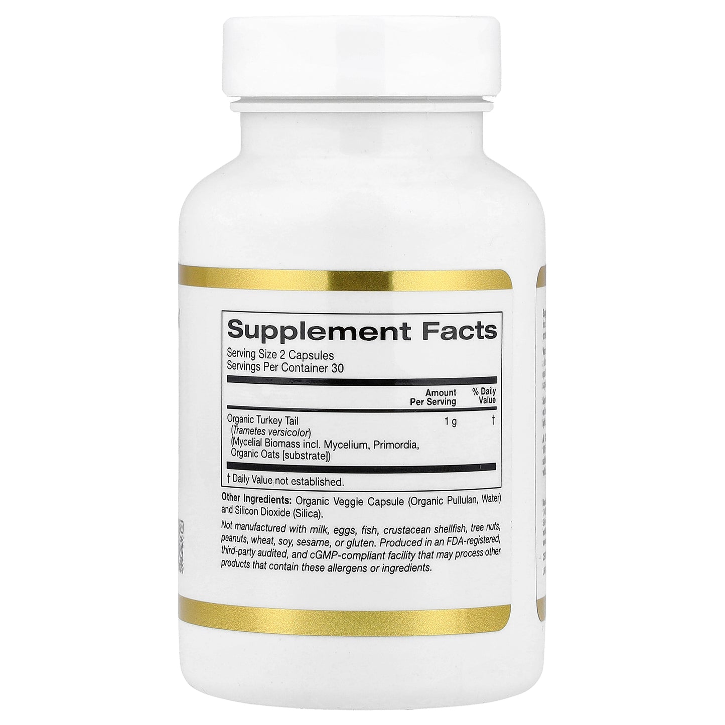 California Gold Nutrition, Organic Turkey Tail Mushroom, 60 Veggie Capsules (0.5 g per Capsule)