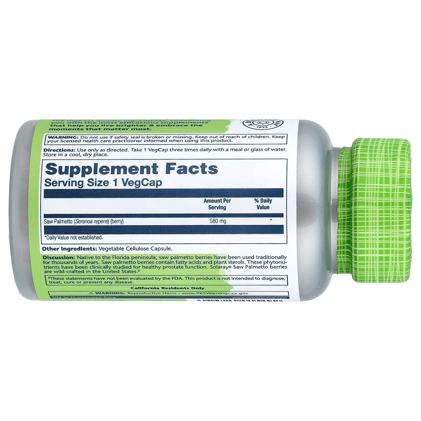 Solaray, True Herbs, Saw Palmetto, 580 mg, 50 VegCaps