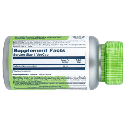 Solaray, True Herbs, Saw Palmetto, 580 mg, 50 VegCaps