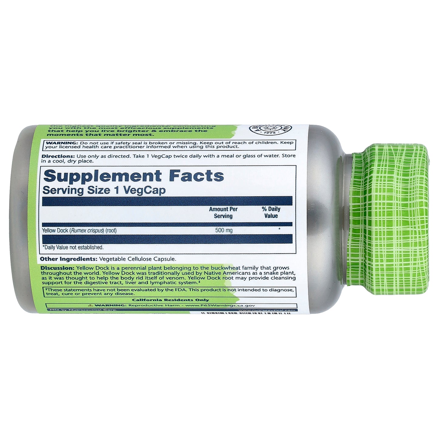 Solaray, True Herbs, Yellow Dock, 500 mg, 100 VegCaps