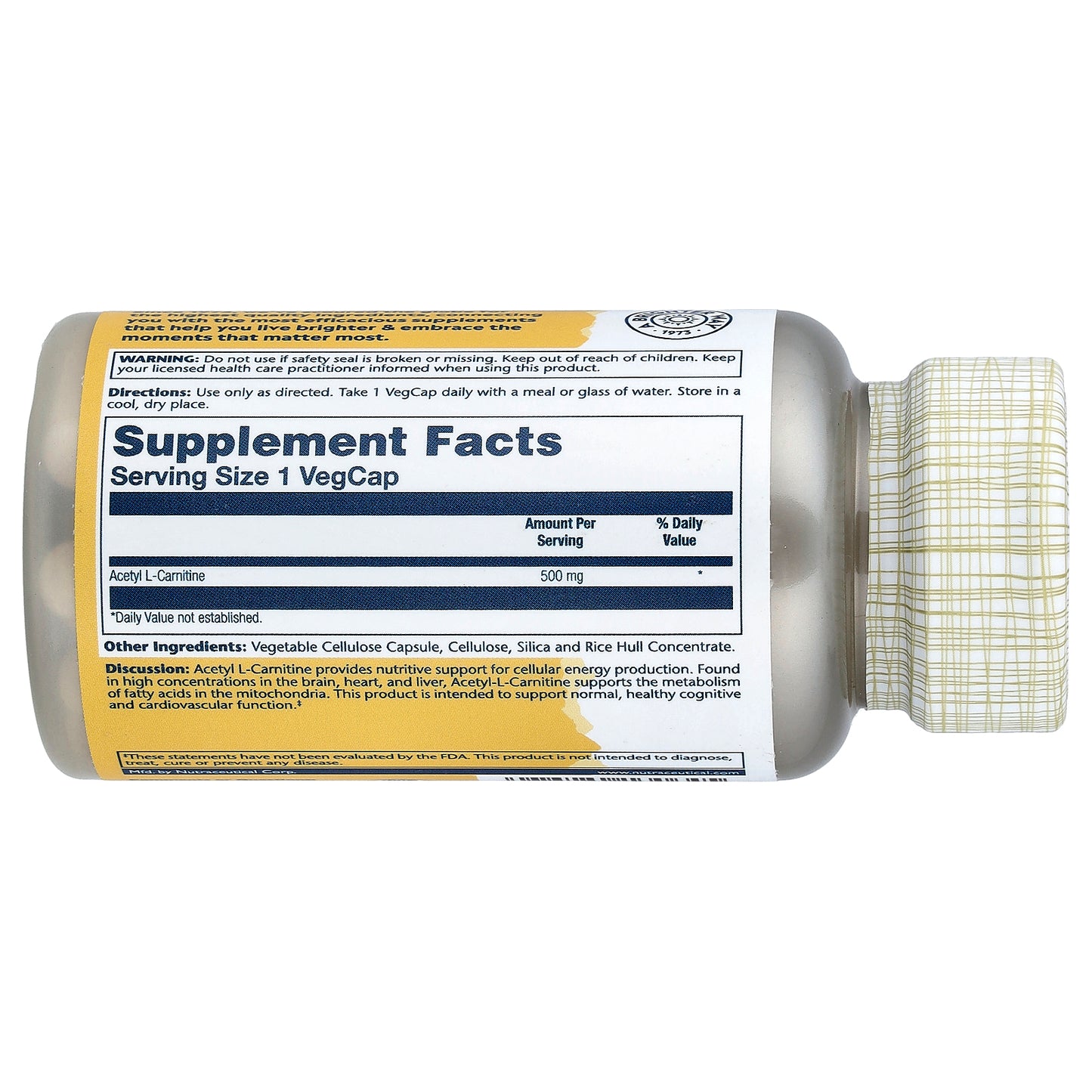 Solaray, Acetyl L-Carnitine , 500 mg, 30 VegCaps