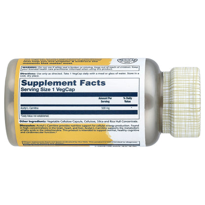 Solaray, Acetyl L-Carnitine , 500 mg, 30 VegCaps