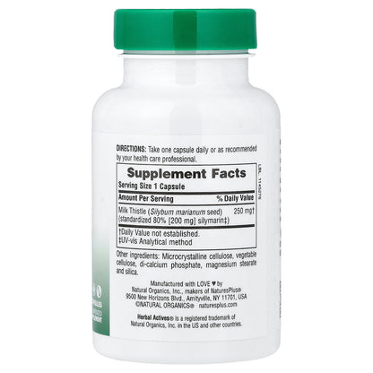 NaturesPlus, Herbal Actives, Milk Thistle, 250 mg, 60 Capsules