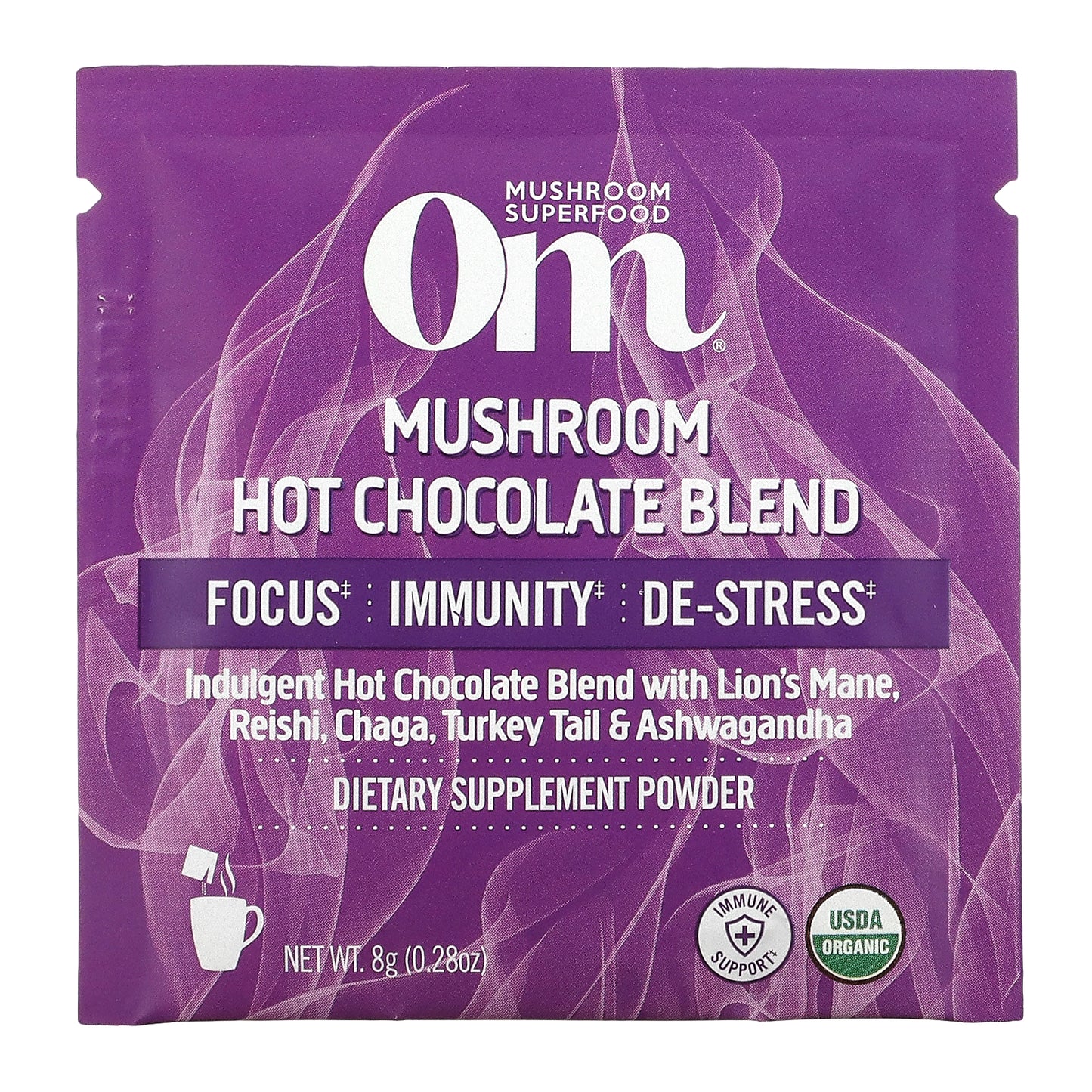 Om Mushrooms, Superfood Mushroom Blend, Hot Chocolate , 10 Packets, 0.28 oz (8 g) Each