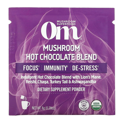 Om Mushrooms, Superfood Mushroom Blend, Hot Chocolate , 10 Packets, 0.28 oz (8 g) Each