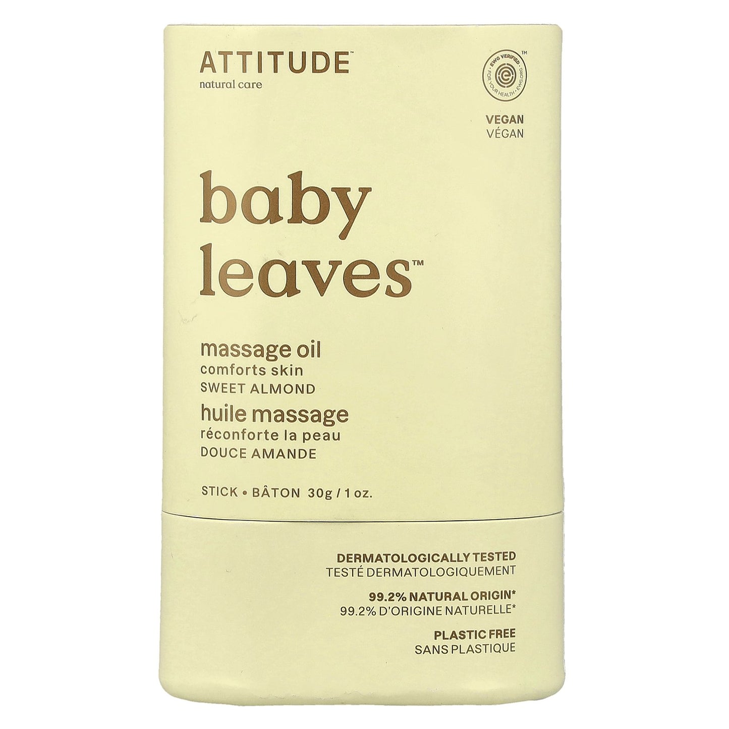 ATTITUDE, Baby Leaves™, Massage Oil Stick, Sweet Almond, 1 oz (30 g)