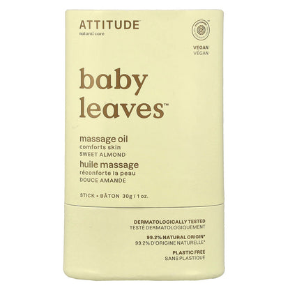 ATTITUDE, Baby Leaves™, Massage Oil Stick, Sweet Almond, 1 oz (30 g)