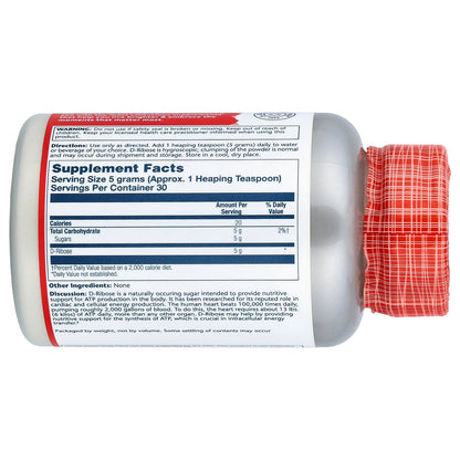 Solaray, D-Ribose Powder, 5.3 oz (150 g)