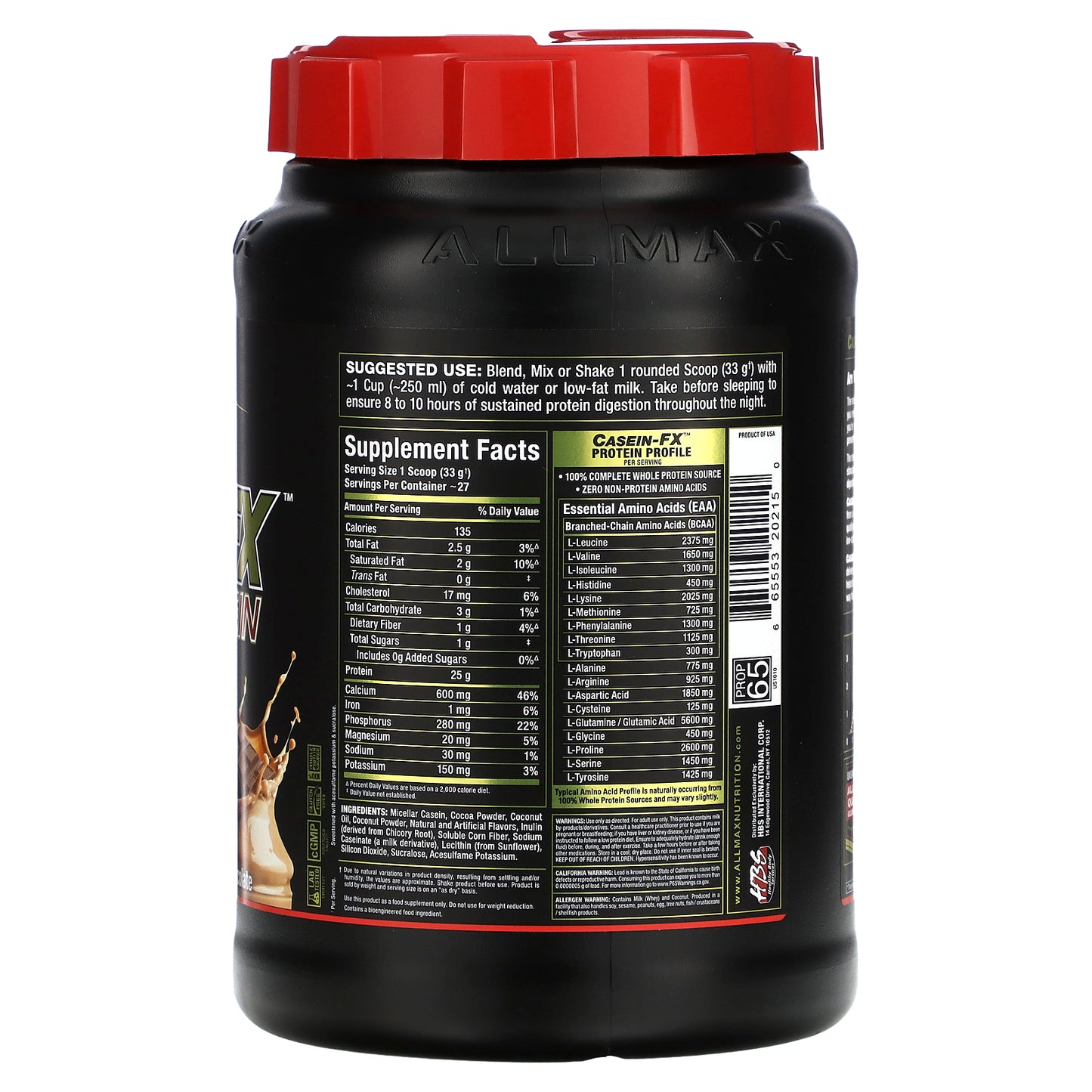 ALLMAX, Casein-FX™, 100% Casein Micellar Protein, Chocolate, 2 lbs (907 g)