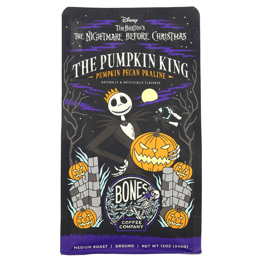 Bones Coffee Company, The Pumpkin King, Pumpkin Pecan Praline, Ground, Medium Roast, 12 oz (340 g)