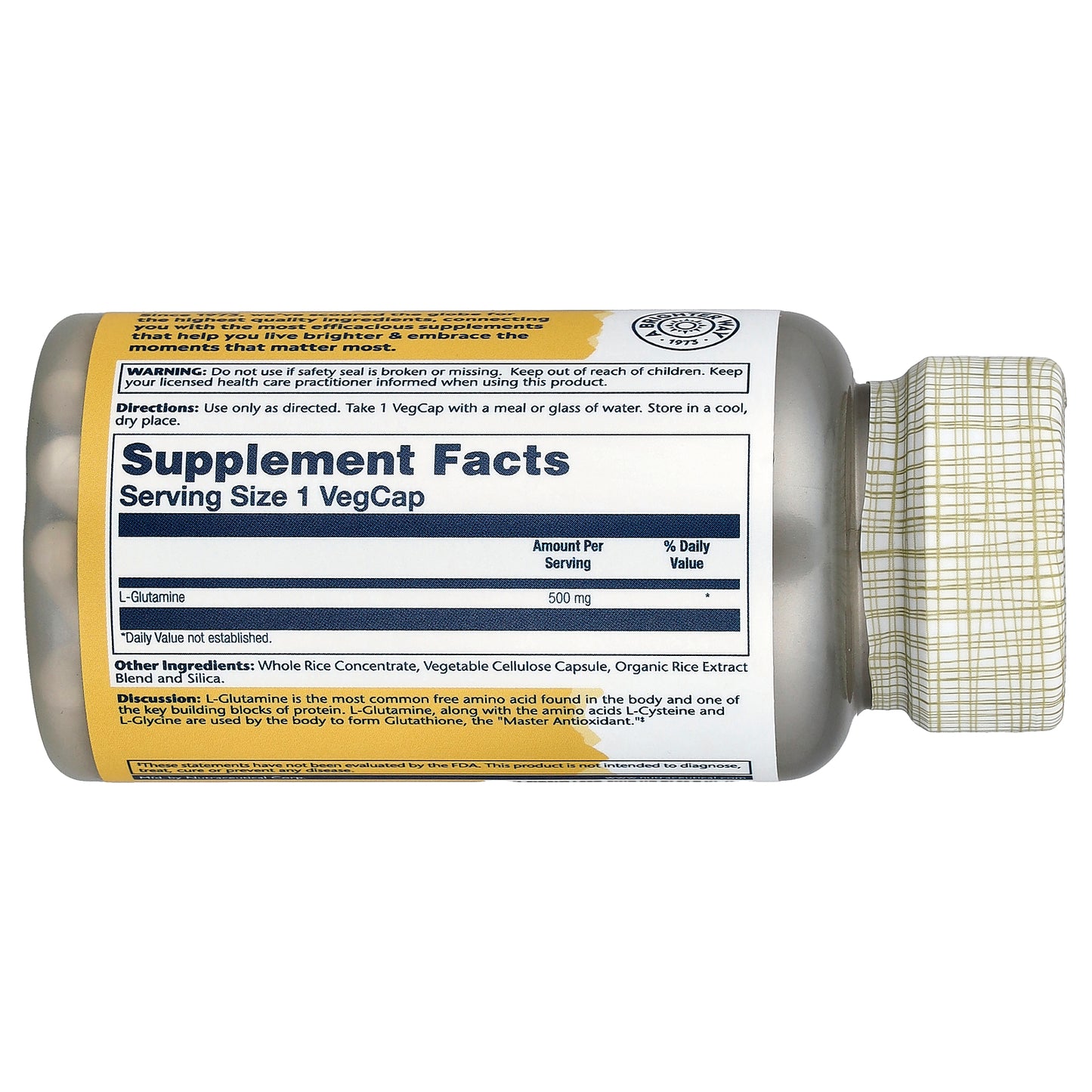 Solaray, L-Glutamine , 500 mg , 50 VegCaps