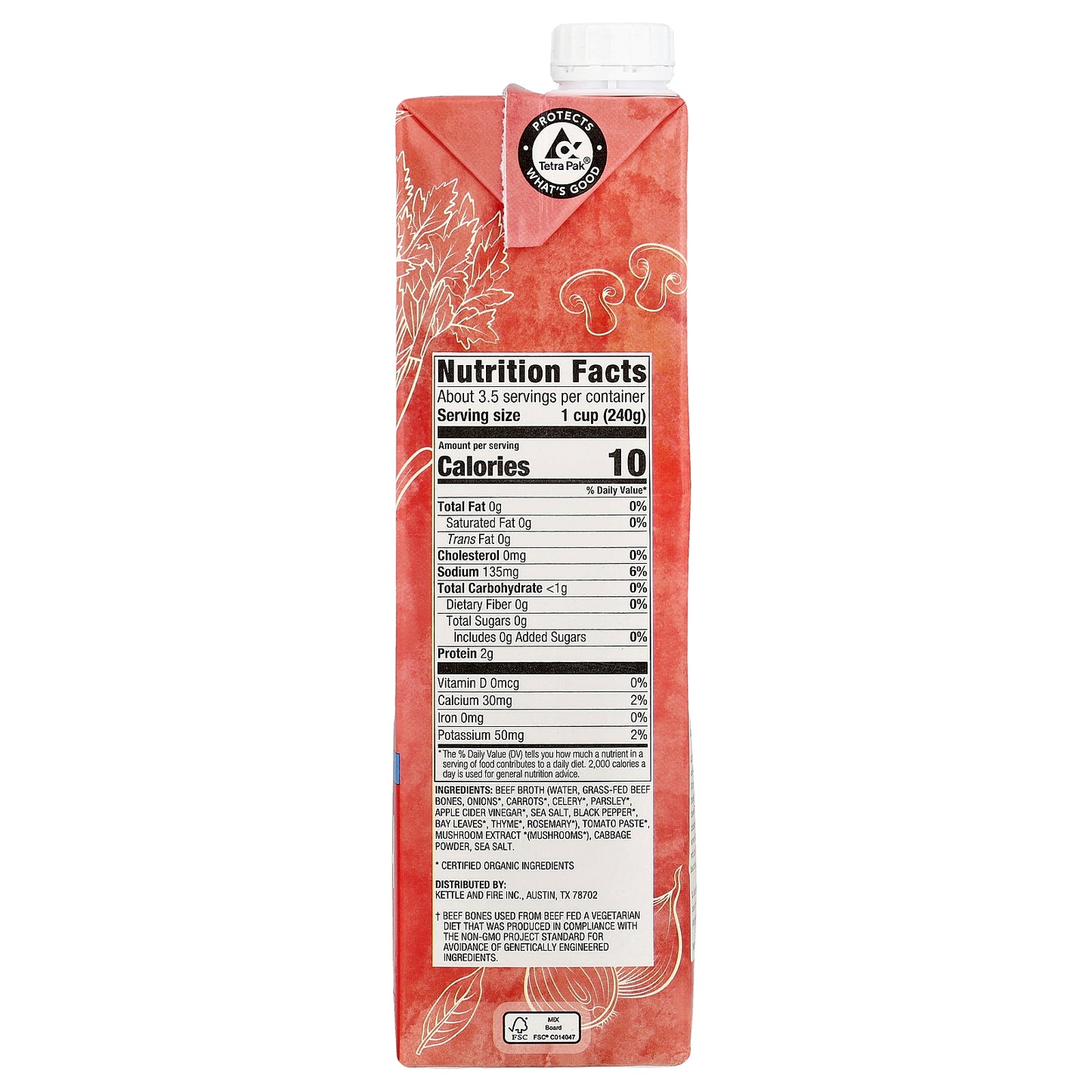 Kettle & Fire, Beef Broth, Low Sodium, 32 oz (907 g)