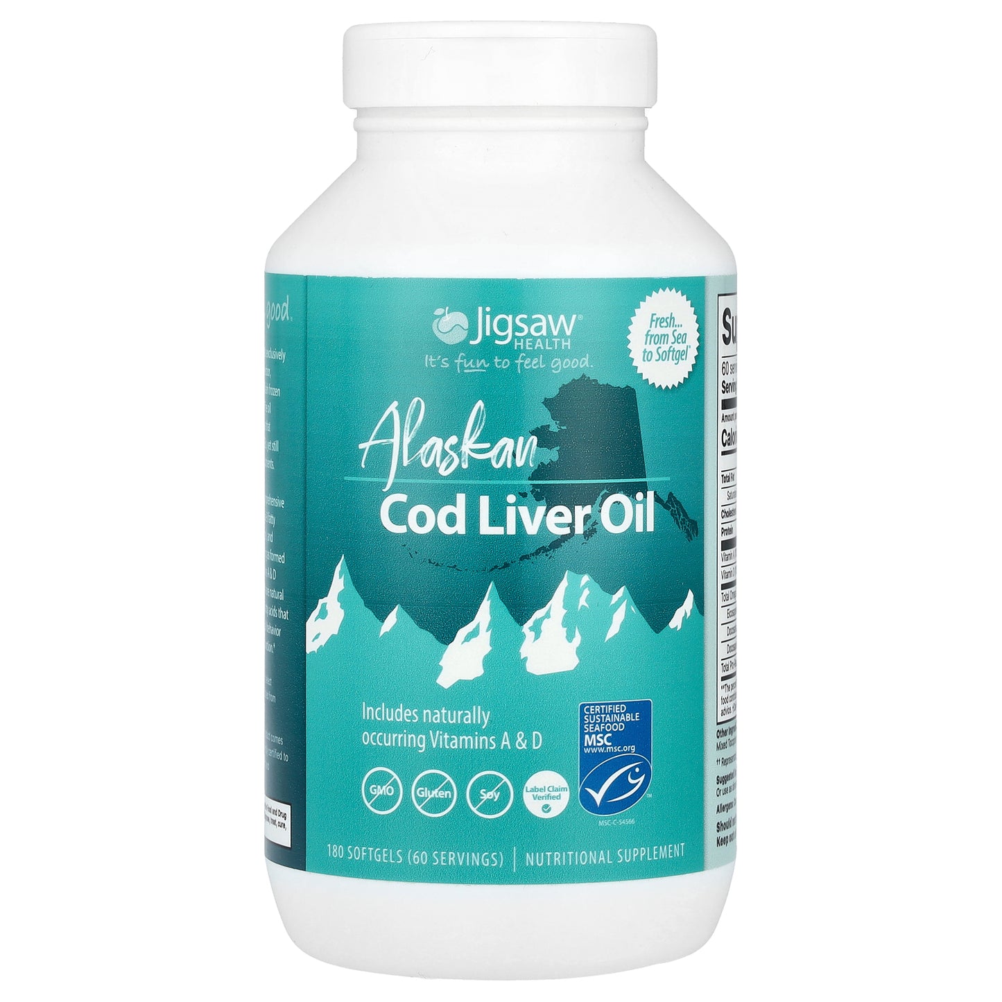 Jigsaw Health, Alaskan Cod Liver Oil, 180 Softgels