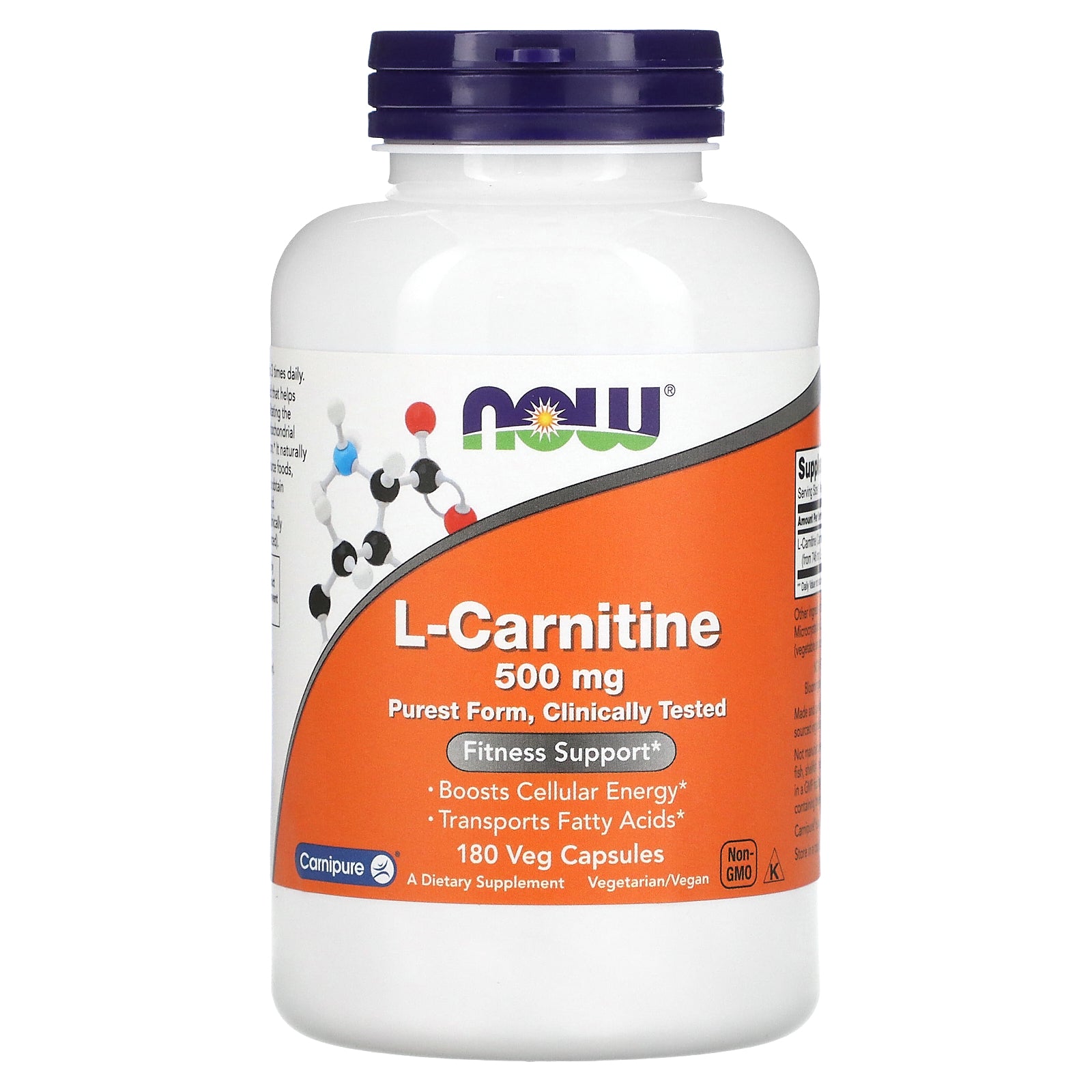 NOW Foods, L-Carnitine, 500 mg, 180 Veg Capsules