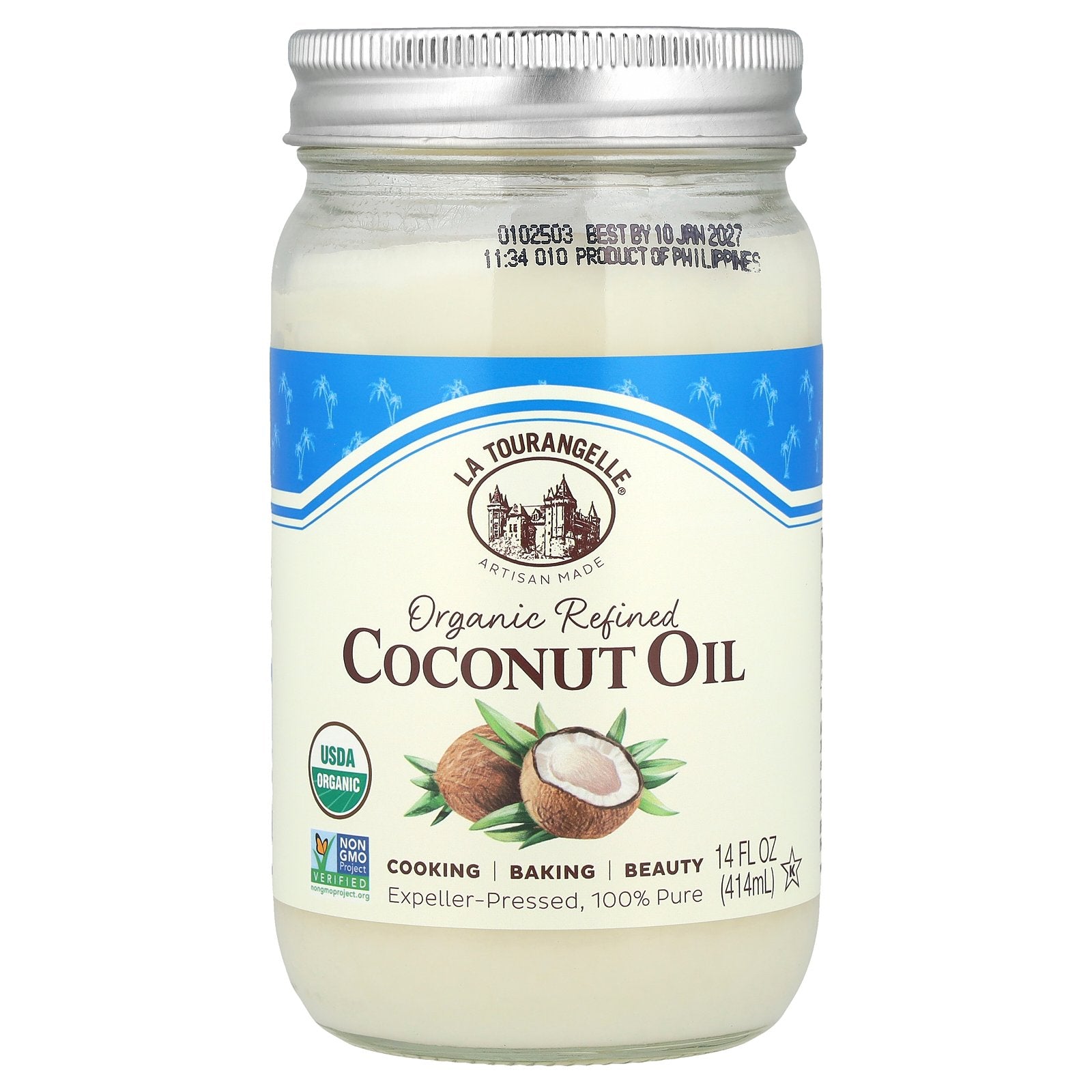 La Tourangelle, Organic Refined Coconut Oil, 14 fl oz (414 ml)