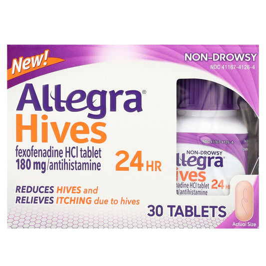 Allegra, Hives 24 HR, 180 mg , 30 Tablets