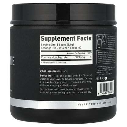Kaged, Creatine Monohydrate, Unflavored, 1.12 lb (510 g)