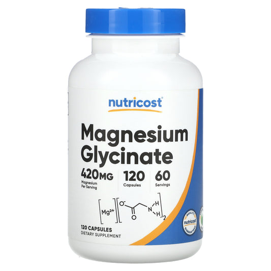 Nutricost, Magnesium Glycinate, 420 mg, 120 Capsules (210 mg per Capsule)