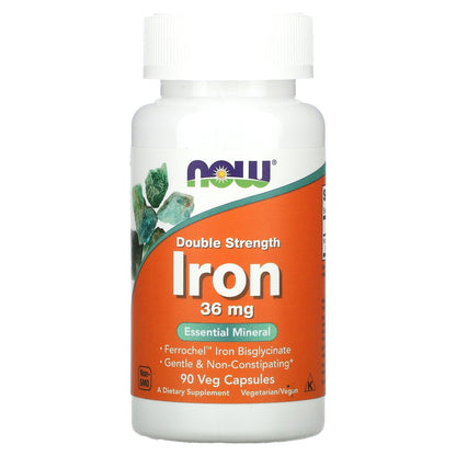 NOW Foods, Iron, 36 mg, 90 Veg Capsules
