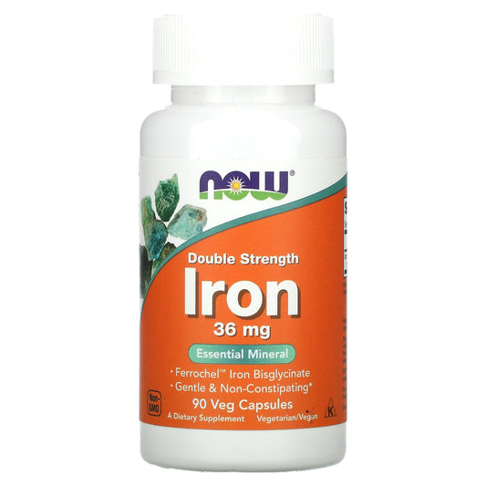 NOW Foods, Iron, 36 mg, 90 Veg Capsules
