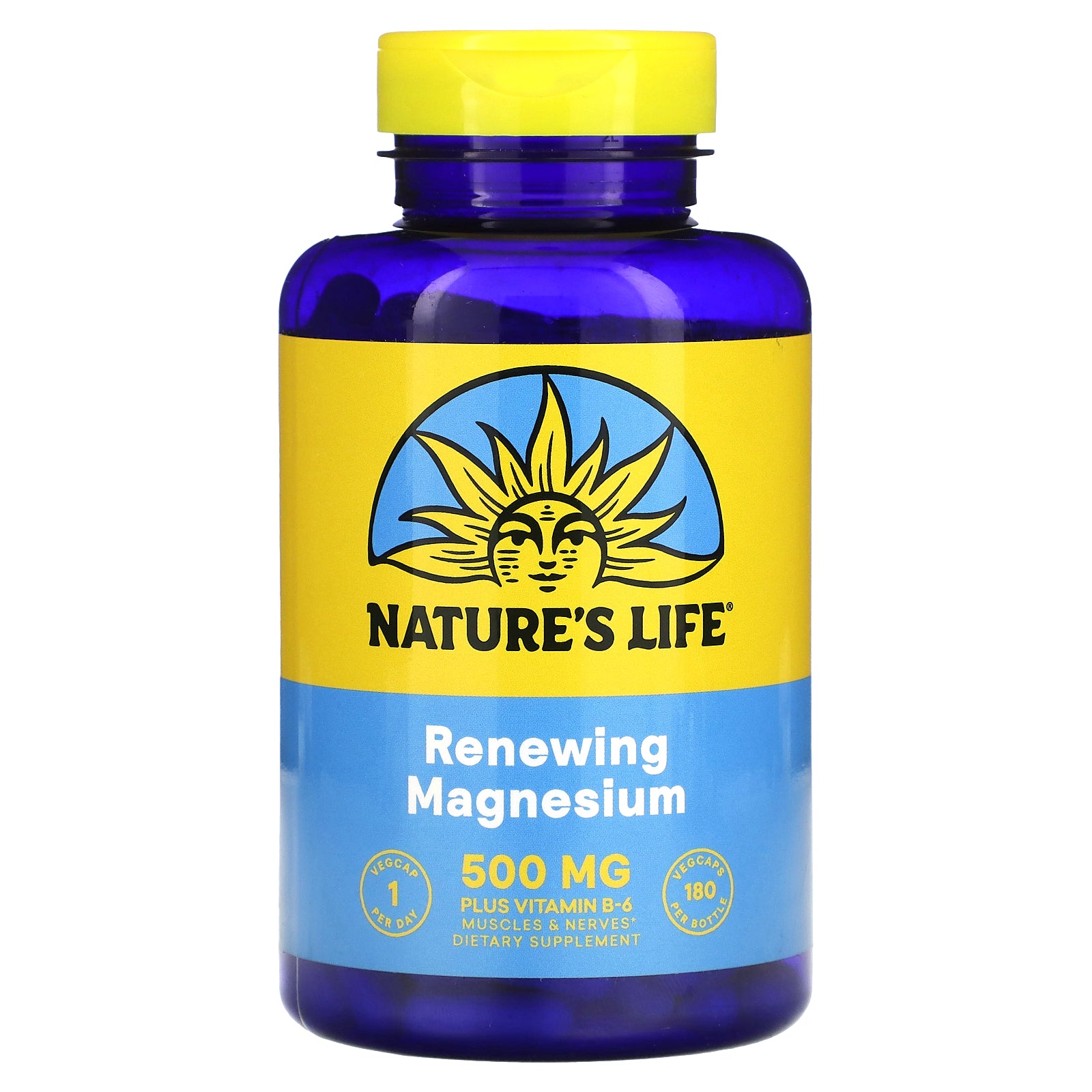 Nature's Life, Renewing Magnesium, 500 mg, 180 VegCaps