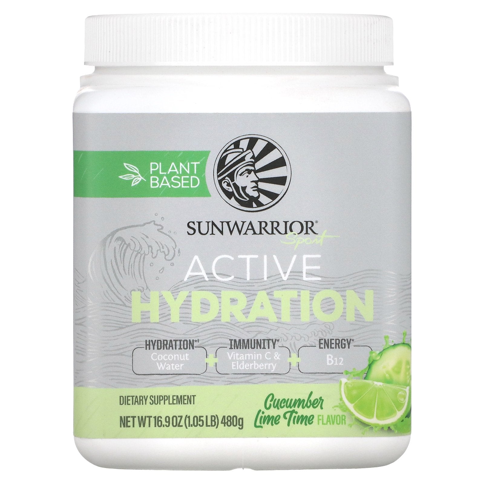 Sunwarrior, Sport, Active Hydration, Cucumber Lime Time, 1.05 lb (480 g)