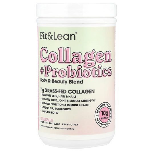 Fit & Lean, Collagen + Probiotics, Unflavored, 12.64 oz (358.2 g)