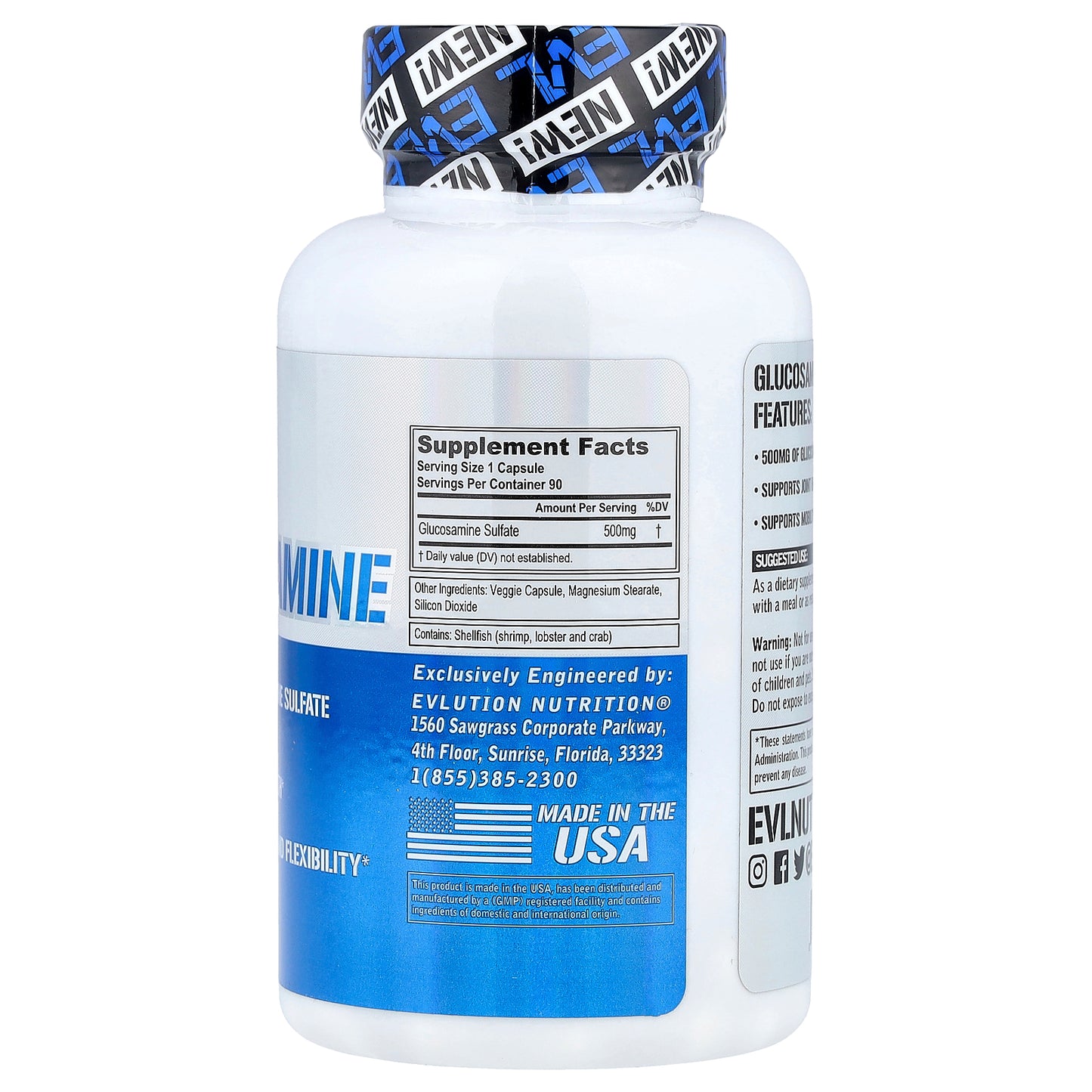EVLution Nutrition, Glucosamine, 500 mg, 90 Veggie Capsules