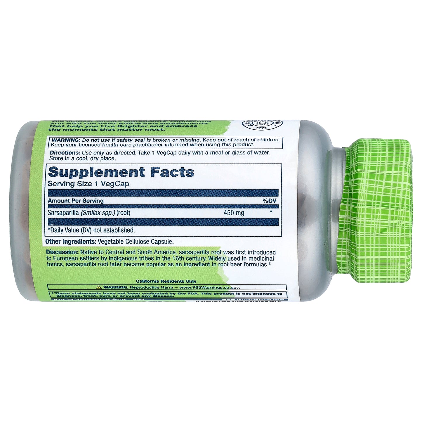 Solaray, True Herbs, Sarsaparilla, 450 mg, 100 Vegcaps