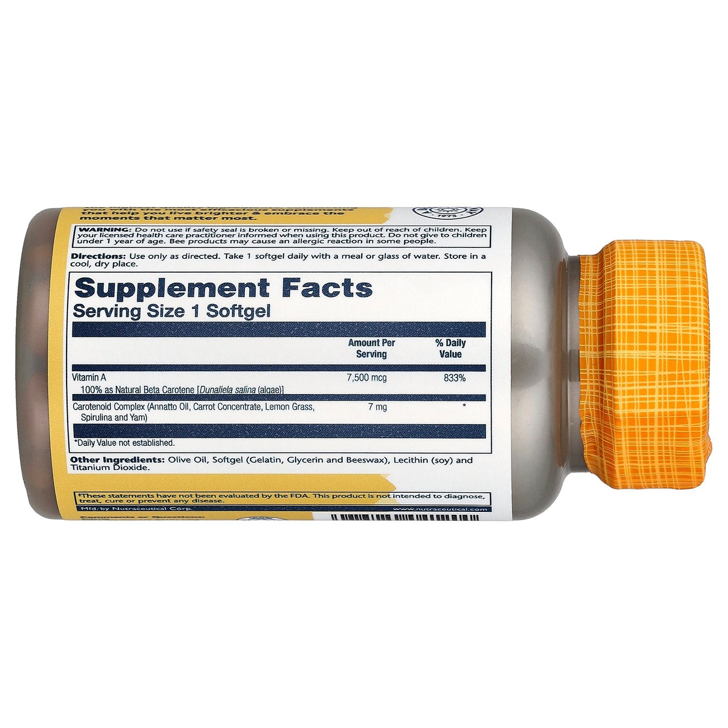 Solaray, Plant Sourced Food Carotene™, 100 Softgels