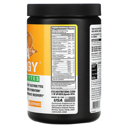 EVLution Nutrition, BCAA Energy Plus Electrolytes, Orange Mango, 11.7 oz (333 g)